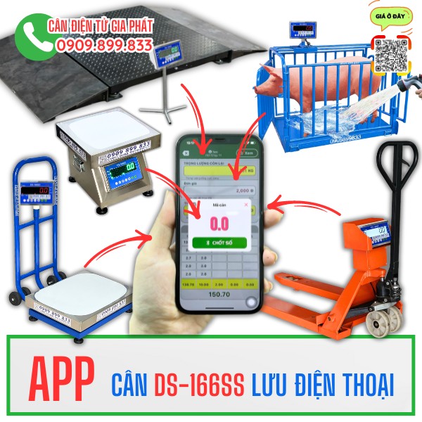 APP cân điện tử DS-166SS kết nối điện thoại lưu số cân lịch sử cân