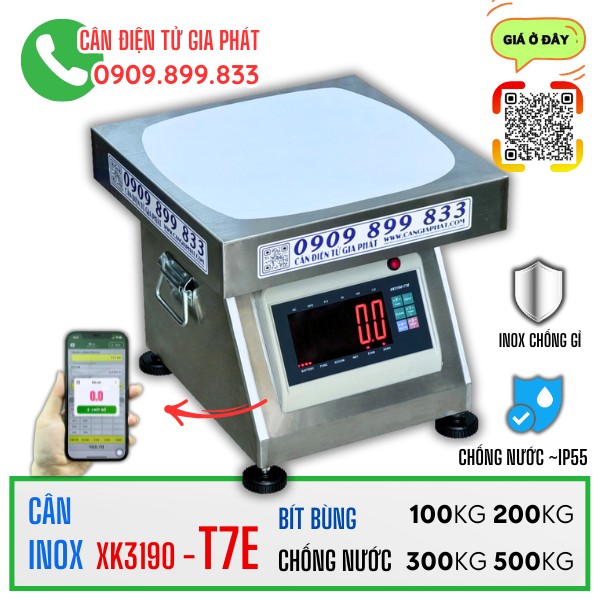 Cân điện tử XK3190-T7E inox chống nước 100kg 200kg 300kg 500kg