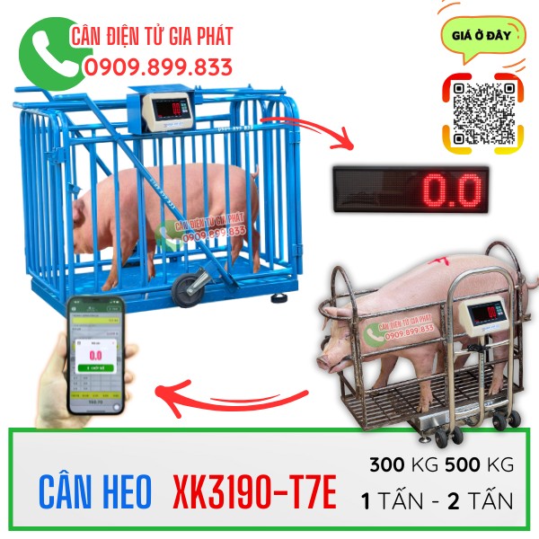 Cân điện tử cân heo cân lợn XK3190-T7E 300kg 500kg 1 tấn 2 tấn