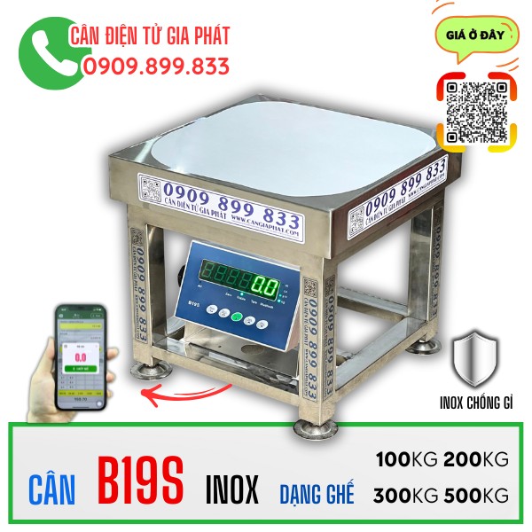 Cân điện tử B19S 100kg 200kg 300kg 500kg inox