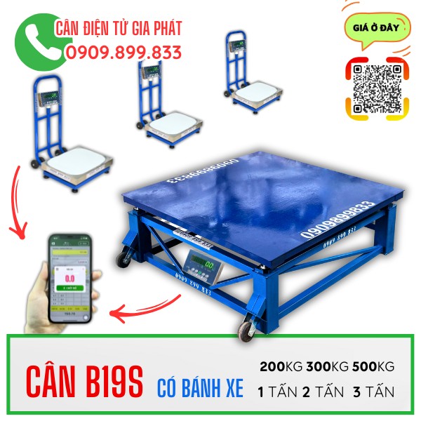 Cân điện tử B19S có bánh xe 1 tấn 2 tấn 3 tấn