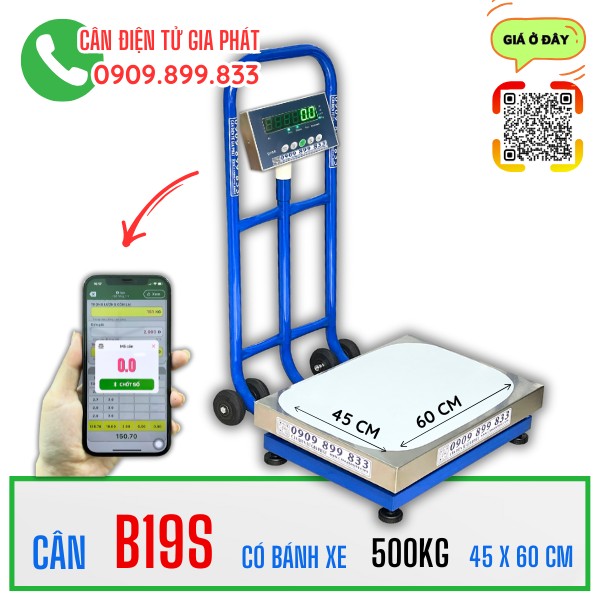 Cân điện tử B19S có bánh xe 200kg 300kg 500kg 1 tấn 2 tấn 3 tấn 5 tấn