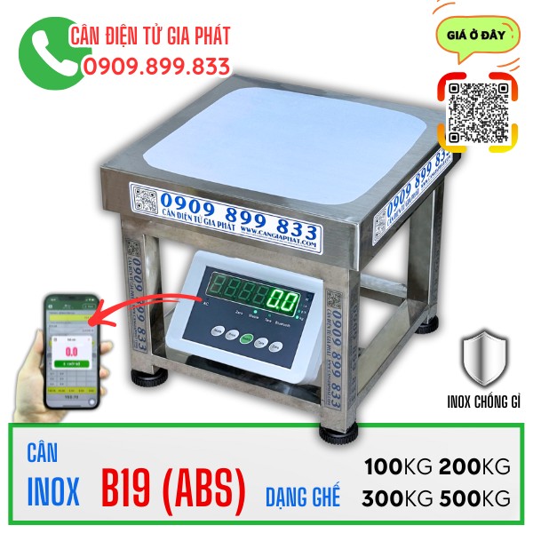 Cân điện tử B19 100kg 200kg 300kg 500kg inox