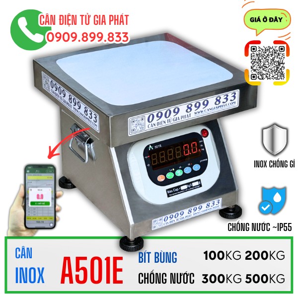 Cân điện tử A501E inox chống nước 100kg 200kg 300kg 500kg