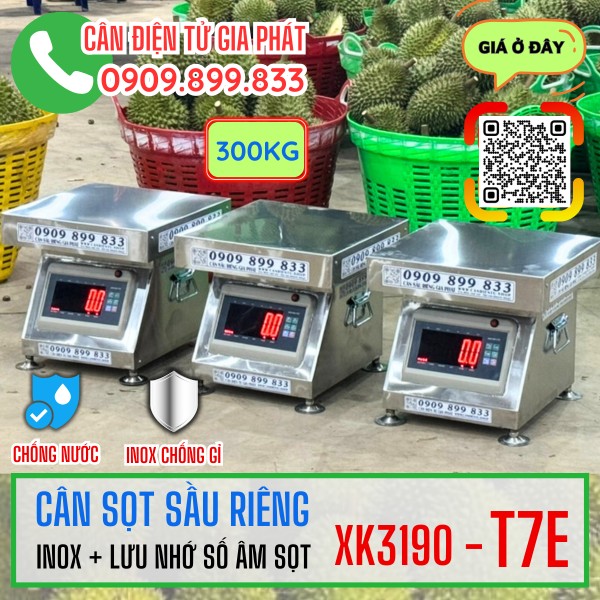 Cân sọt sầu riêng inox XK3190-T7E chống nước 100kg 200kg 300kg