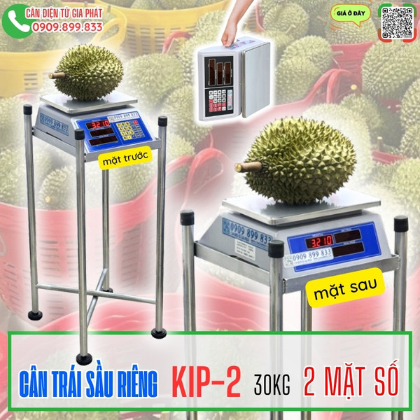 Cân điện tử cân trái sầu riêng 15kg 30kg 2 mặt số trước sau