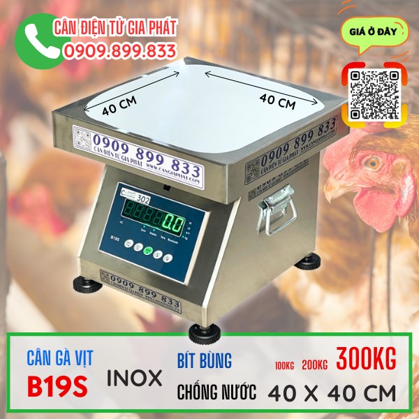 Cân điện tử cân gà vịt B19S inox 100kg 200kg 300kg 500kg