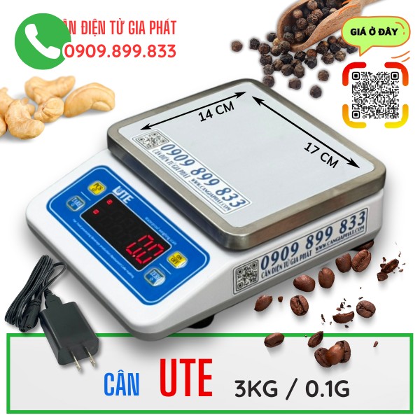 Cân điện tử UTE 3kg cân tiêu cân cà phê cân hạt điều