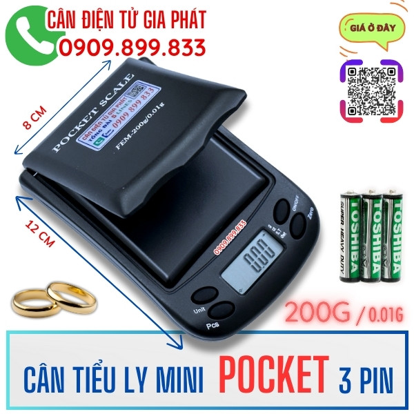 Cân điện tử Pocket 200g - cân tiểu ly Pocket 100g 200g 300g 500g