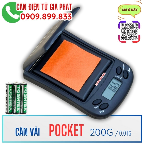 Cân tiểu ly Pocket 200g cân định lượng mẫu vải độ chính xác 0.01g