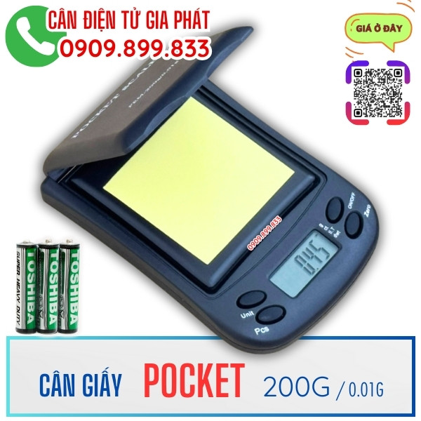 Cân tiểu ly Pocket 200g cân định lượng mẫu giấy độ chính xác 0.01g