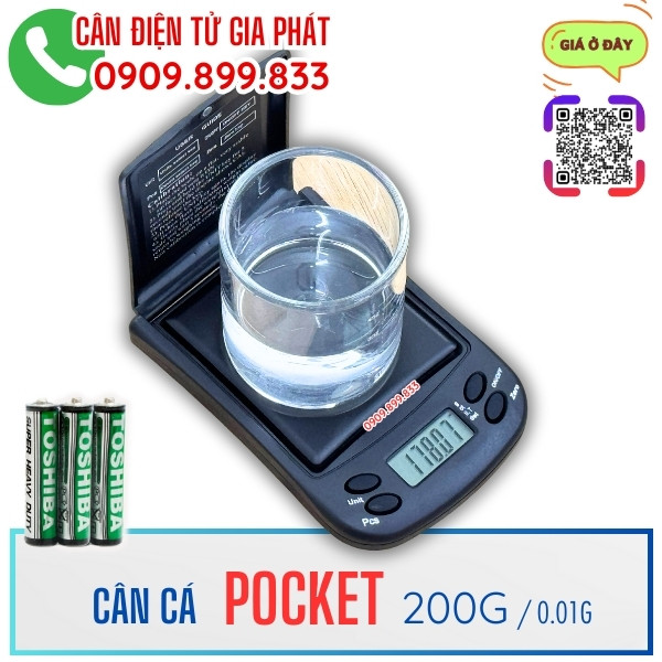 Cân tiểu ly Pocket 200g cân cá lia thia, cân tôm giống, cân sò giống