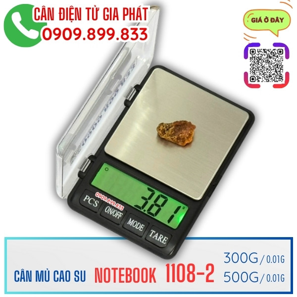 Cân điện tử Notebook 1108-2 300g 500g cân mủ cao su