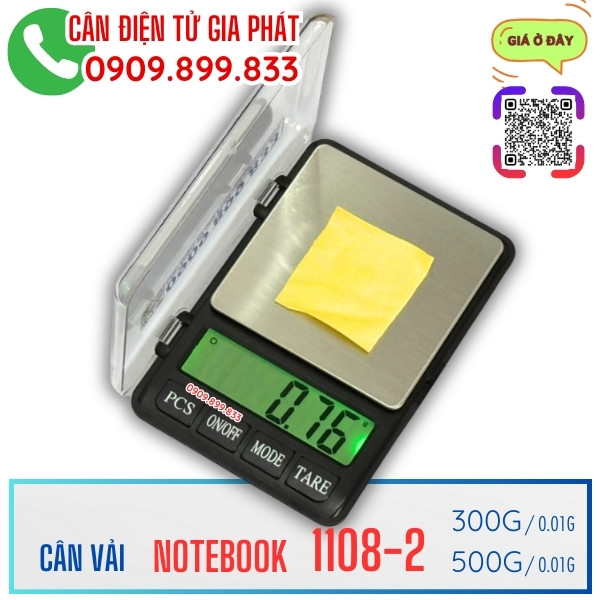 Cân điện tử Notebook 1108-2 300g 500g cân vải