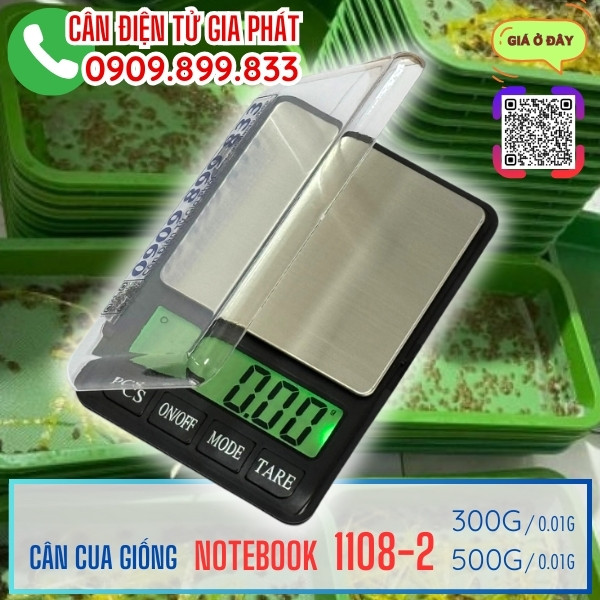 Cân điện tử Notebook 1108-2 300g 500g cân cua giống cà mau