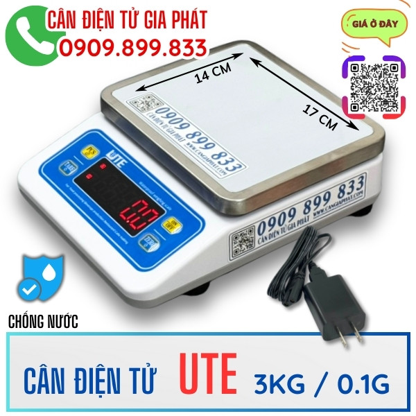 Cân điện tử UTE 3kg chống nước & pin sạc