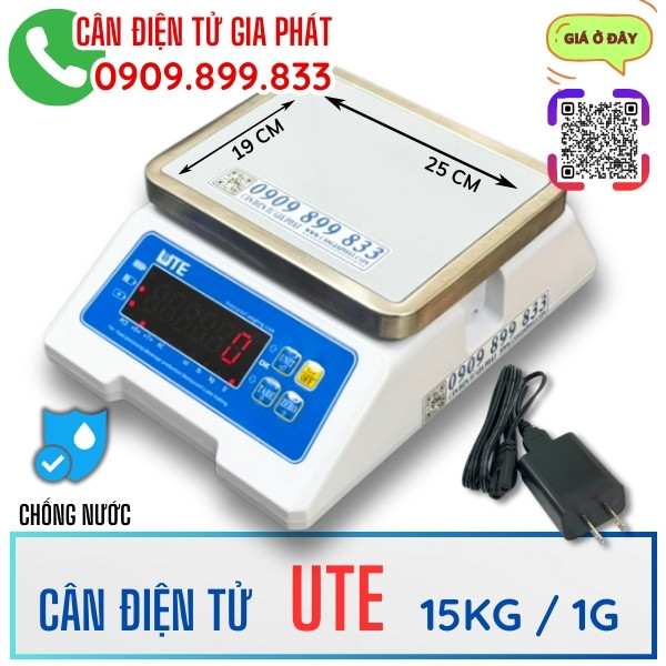 Cân điện tử UTE 15kg chống nước & pin sạc