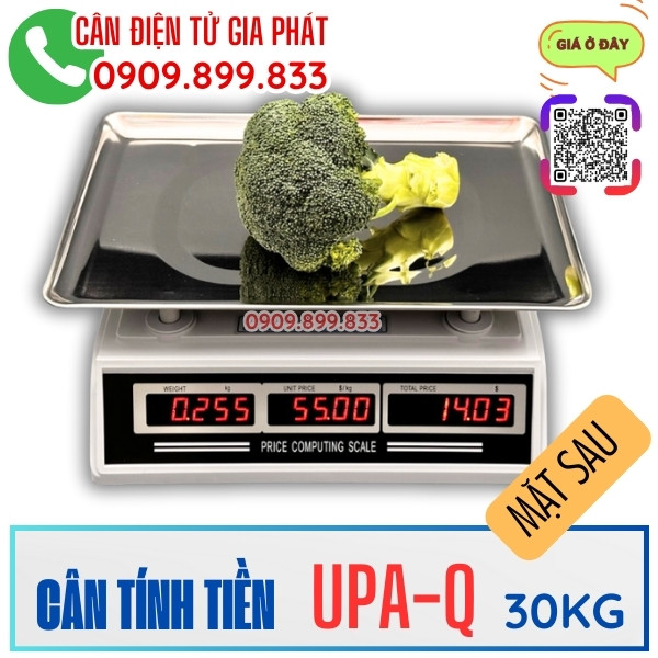 Cân điện tử tính tiền UPA-Q 30kg 2 mặt số (mặt sau)