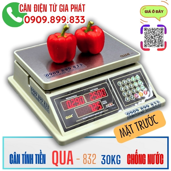 Cân điện tử tính tiền QUA-832 30kg 2 mặt số