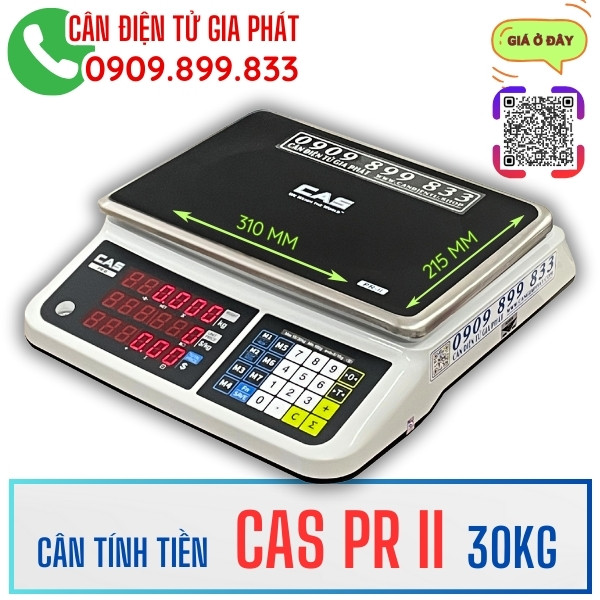 Cân điện tử tính tiền Cas PR II 15kg 30kg bán thịt