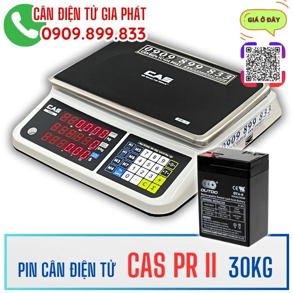 Pin cân điện tử tính tiền Cas PR II 6V