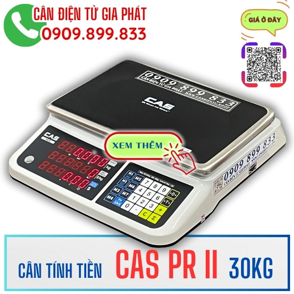 Cân điện tử tính tiền Cas PR II 15kg 30kg bán thịt