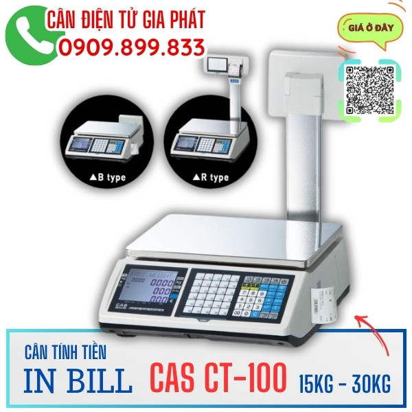 Cân điện tử tính tiền in hóa đơn Cas CT-100 6kg 15kg 30kg