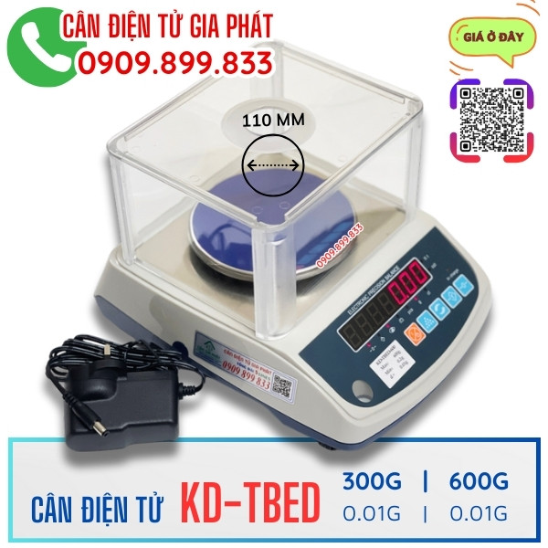 Cân điện tử KD-TBED 300g 600g có lồng kính chắn gió