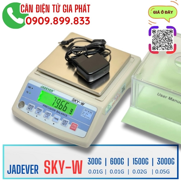 Cân điện tử Jadever SKY-W có lồng kính chắn gió đi kèm