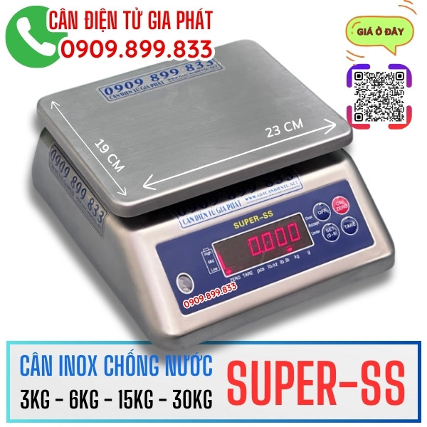 Cân điện tử inox chống nước Super-SS 3kg 6kg 15kg 30kg