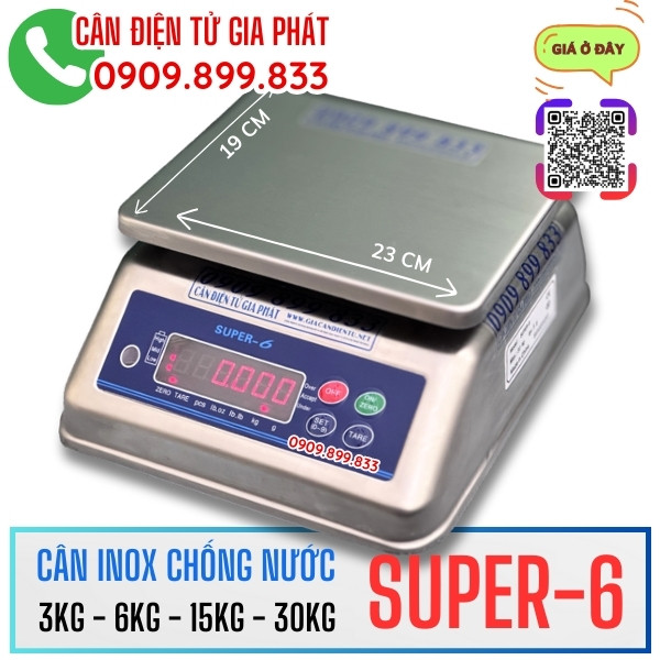 Cân điện tử inox chống nước Super-6 3kg 6kg 15kg 30kg