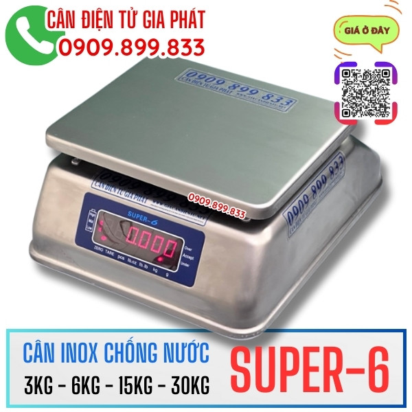 Cân điện tử inox chống nước Super-6 3kg 6kg 15kg 30kg