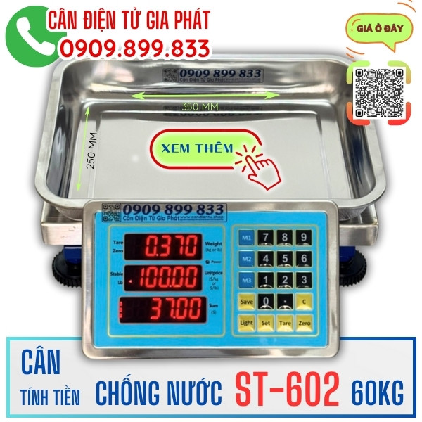 Cân điện tử tính tiền chống nước ST-602 40kg 50kg 60kg 100kg