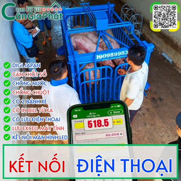 C&acirc;n điện tử c&acirc;n heo kết nối điện thoại lưu số c&acirc;n