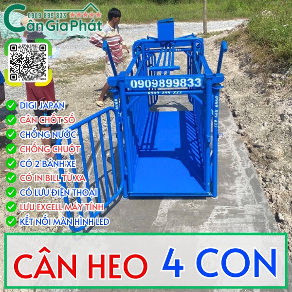 C&acirc;n điện tử c&acirc;n heo 4 con cảm biến tr&ecirc;n 1 tấn 2 tấn