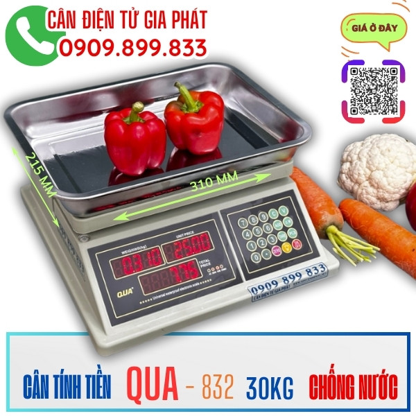 Cân điện tử tính tiền QUA-832 30kg 40kg bán thịt cá hải sản trái cây