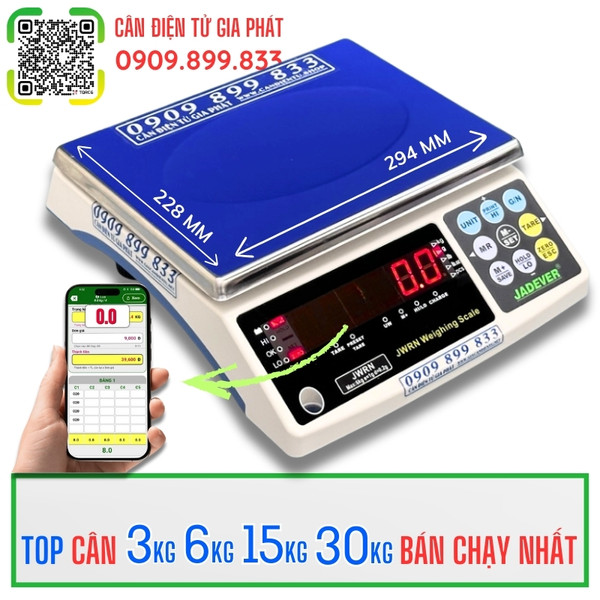 C&acirc;n điện tử 6kg kết nối điện thoại lưu trọng lượng