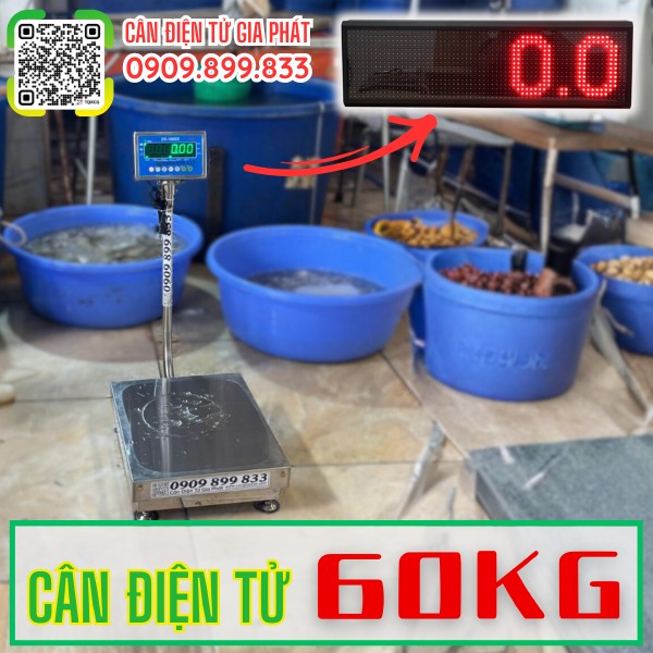 C&acirc;n điện tử 60kg kết nối m&agrave;n h&igrave;nh LED lớn treo tường