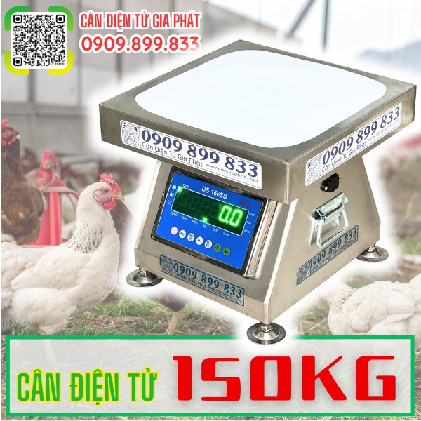C&acirc;n điện tử 150kg c&acirc;n g&agrave; vịt inox chống nước chốt số