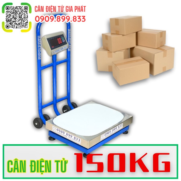 C&acirc;n điện tử 150kg c&oacute; b&aacute;nh xe di chuyển