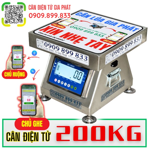 Cân điện tử 200kg cân lúa inox chống nước số đen