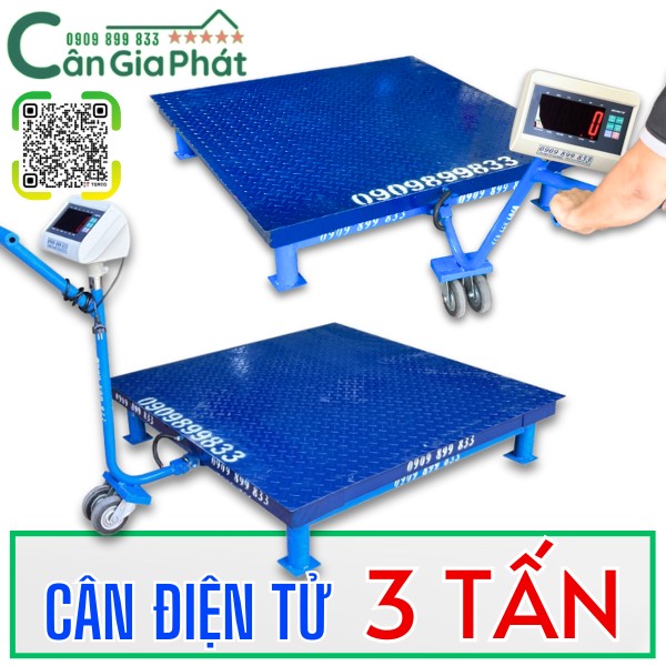 Cân điện tử 3 tấn có bánh xe di chuyể