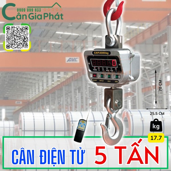 C&acirc;n điện tử 5 tấn - c&acirc;n m&oacute;c cẩu 5 tấn - c&acirc;n treo 5 tấn