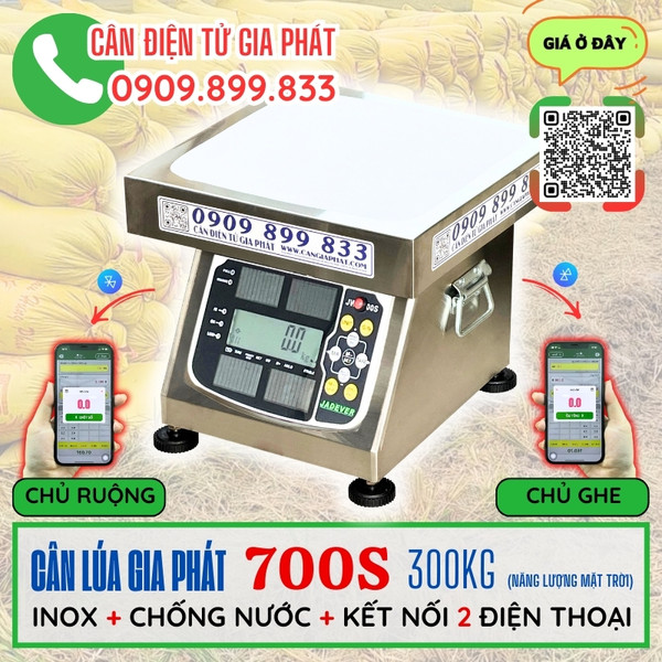 Cân lúa 100kg 200kg 300kg 500kg JWI-700S năng lượng mặt trời