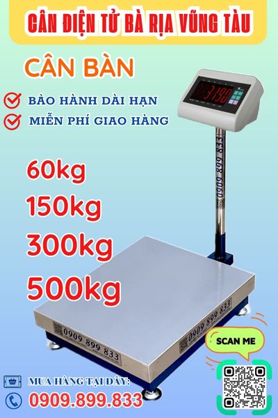 Cân điện tử Bà Rịa Vũng Tàu - cân bàn 60kg 100kg 150kg 200kg 300kg 500kg