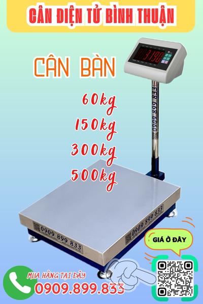 Cân điện tử Bình Thuận - cân bàn 60kg 100kg 150kg 200kg 300kg 500kg