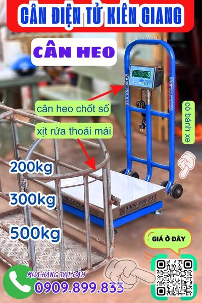 Cân điện tử Kiên Giang - cân heo 200kg 300kg 500kg chốt số & chống nước