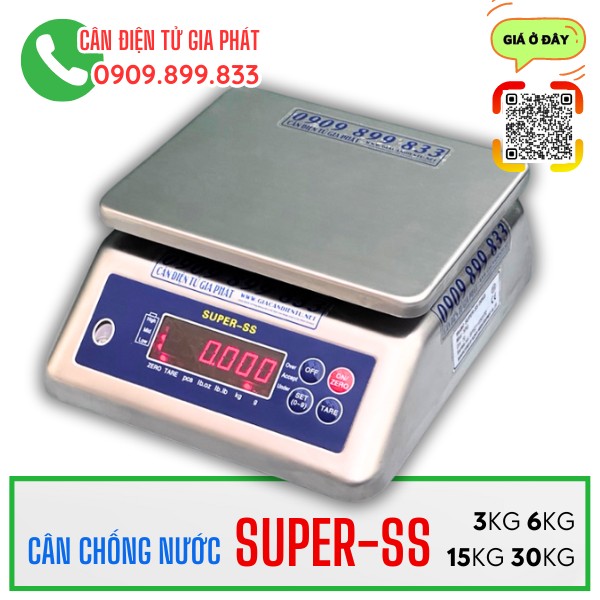 Cân điện tử Super-SS 3kg 6kg 15kg 30kg inox chống nước cân thịt cá hải sản