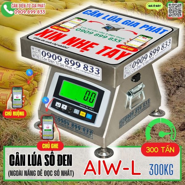 Cân điện tử cân lúa số đen AIW-L 200kg 300kg (inox chống nước)